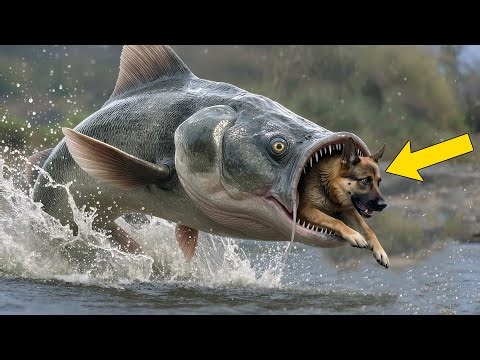 Catfish Attacks The German Shepherd Dog...Catfish vs German Shepherd...Shocking Animal Rescue