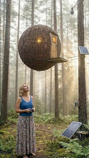 Secret Survival Cabin Lifts into the Trees While Wolves Sniff the Area #survival #treehouse