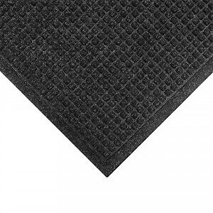 M+A Matting WaterHog 3' x 4' Charcoal Mat with Fashion Fabric Border and Universal Cleated Backing
