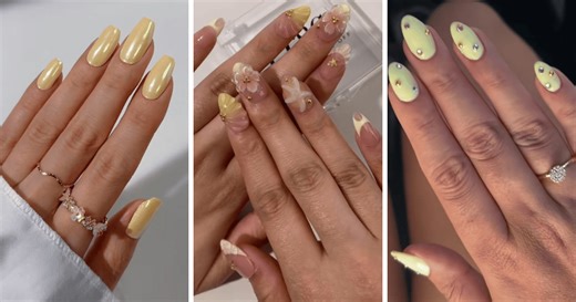 5 diseños de uñas coreanas color amarillo mantequilla para una manicura estilizada y perfecta