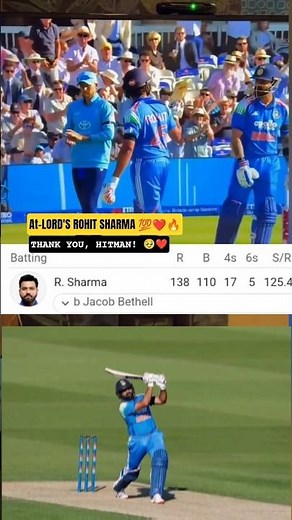 Rohit Sharma's Historic Knock,First Indian to score an ODI century at Lord's 🇮🇳❤️🇮🇳🔥