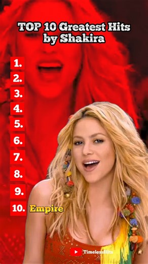 TOP 10 Greatest Hits by Shakira. #top10greatesthits #shakira #timelesshits