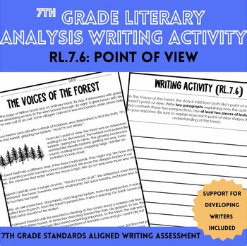 RL.7.6 | 7th Grade Literary Analysis Writing with Rubric & Checklist