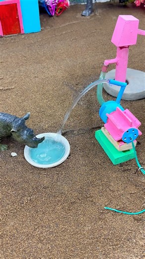 Mini Water Pump for Rhino 🦏 | Satisfying Handmade Construction Scene #shorts #youtubeshorts