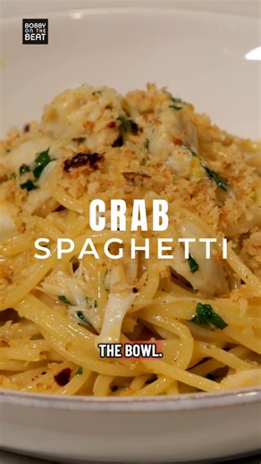 Bobby Flay on Instagram: "I make a dish for every one of my friends who come to co-host @bobbyonthebeatpod. This week, @choibites got Crab Spaghetti. Here’s how I made it."