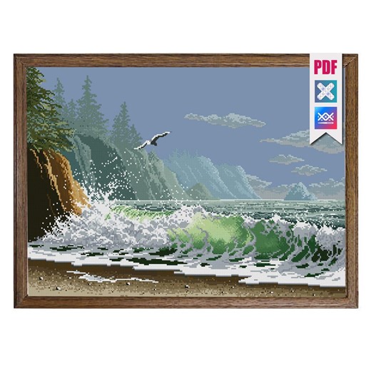 Ocean Waves Cross Stitch | Download PDF| Pattern Keeper| SAGA - Etsy