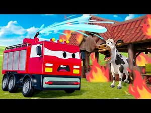 60 Minutes | Barn Fire - Police Car, Fire Truck Save Cows + More Construction Vehicles Videos for TV