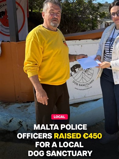 A wholesome gesture from Malta Police. 🐶 Officers from the Gender-Based & Domestic Violence Unit and the St Lucija/Tarxien Community Policing Team raised €450 for Noah’s Ark Dog Sanctuary Malta. It is always nice to see people giving back to causes that care for vulnerable animals. Big well done to all involved. 💙 📽: @maltapoliceforce #melabonġu