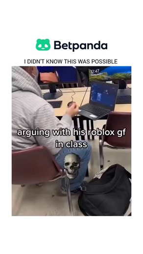 the laugh spot on Instagram: "This video is a humorous, viral-style clip that captures a student having a rather intense and unexpected conversation during class. Here is a breakdown of what happens: Video Summary The video shows a student sitting at a desk with his laptop open in a classroom setting. He is wearing a headset and appears to be in the middle of a heated argument. The overlay text on the video reads, "Arguing with his Roblox gf in class," suggesting he is fighting with someone he m
