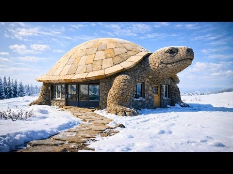 This Girl Built a Cozy Home INSIDE a Giant Turtle Statue (ASMR)