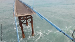 Bridge collapse due to bad weather, storm destroyed the bridge. damage to infrastructure, collapse of infrastructure, destroyed, logistics, transfers, Crimea