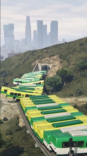 100 SCHOOL BUSES vs TRAIN! 😱 Can We Stop It? | GTA 5 Gameplay