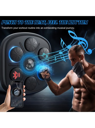Smart Music Boxing Machine - Wall-Mounted with LED Display & Gloves. www.ciciastore.com #workout #fitness #homegym #boxing #boxing🥊
