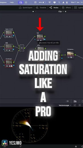 Quick Saturation Trick (HSV) #davinciresolve #colorgrading