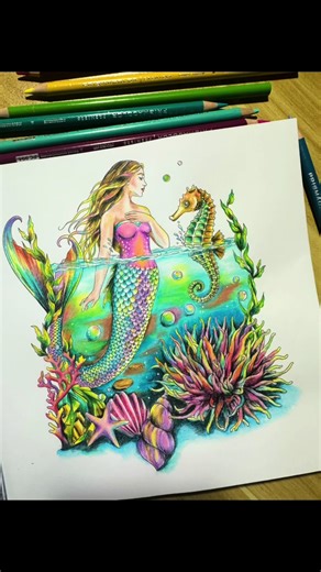 Mermaid Art with Prismacolor Pencils