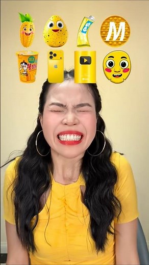 Eating Yellow Food Challenge 🌟 | ASMR Mukbang #shorts #funny