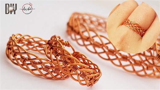 Unisex braided ring - How to make handmade jewelry from copper wire 417