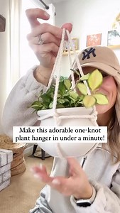 70K views · 15K reactions | Cutie weekend project 殺 the easiest way to get your plants up off surfaces so you have more room…for more plants of course  The planter I’m using is available in my shop at houseplusplant.com along with lots of other goodies! I’m using cotton rope here but anything will do! Yarn, ribbon, twine etc., whatever you have on hand! Save this video so you can make one along with me  | House + Plant | Facebook