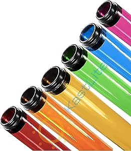 KASTLITE T8 LED/Fluorescent Light Tube Guard with End Caps - 46-3/8" Lamp Diffuser Covers & Safety Sleeves, Multi Colored Protective Plastic Bulb Covering & Overhead Lighting Accessory, Pack of 12