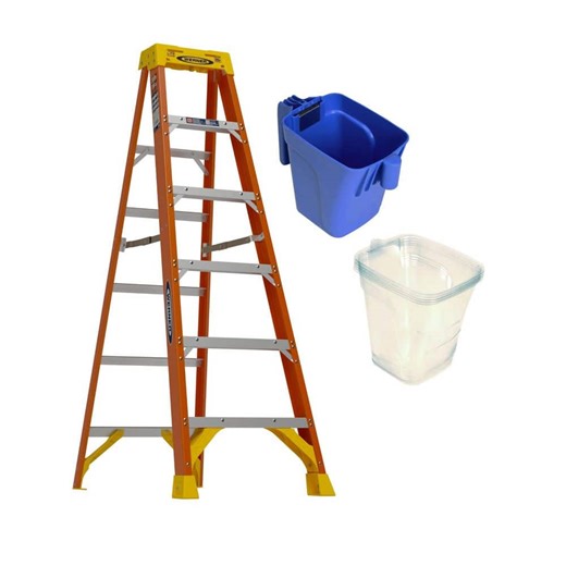 Werner 6 ft. Fiberglass Step Ladder with 300 lbs. Load Capacity Type IA Duty Rating and Lock-in Paint Cup and Liner Accessories NXT1A06xAC27-PxAC27-L - The Home Depot