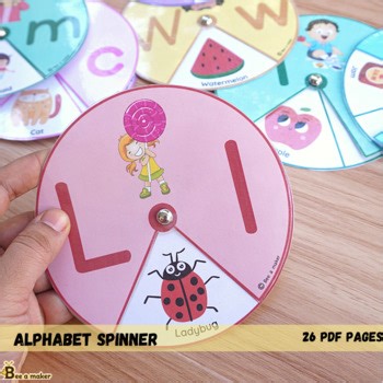 Alphabet spinner wheel, toddler activity, Montessori, fine motor,homeschool