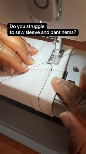 Struggle no more. Use the free arm on your sewing machine when sewing pants and sleeve hems. #sewing #sewingtips #beginnersewing #sewingtutorial #sewingmachine