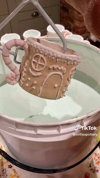Creating Festive Gingerbread Mugs | Pottery Glazing Process