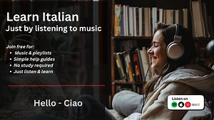 Learning Italian can be as easy as listening to music. Most people give up on Italian because it feels slow, difficult and full of rules — grammar tables, drills. This method skips all that. You just keep listening — and the words start to stick, like song lyrics you can’t forget. Join today to start learning your first 100 Italian words — just by listening. | Listeners Learn