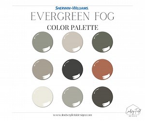 Evergreen Fog Color Palette | Sherwin Williams | Professional Paint Color Palette | Green Paint Colors | Earth Tone Colors | Earthy Paint - Etsy
