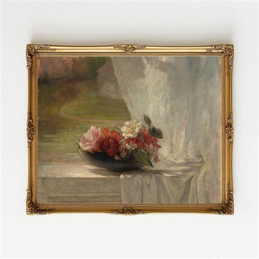 Antique Style Flower Wall Art, Vintage Botanical Wall Decor, Vintage Floral Painting - Etsy