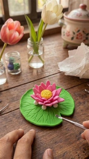 🪷 Beautiful Lotus Flower Made with Clay | #diy #claycraft #clayart #clayvideos #handmade #lotus