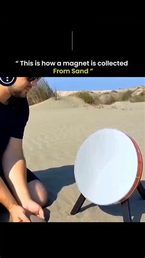 Screenxverse on Instagram: "Sand often contains small particles of iron or magnetic minerals like magnetite. When a strong magnet is moved through dry sand, these tiny metal particles are attracted to it. The magnet helps separate the magnetic materials from the non-magnetic sand. This simple process shows how magnetic forces can be used to collect or identifv iron-rich materials naturally present in sand. DM for credit/remova #foryoupage #technology #makesand #magnet"