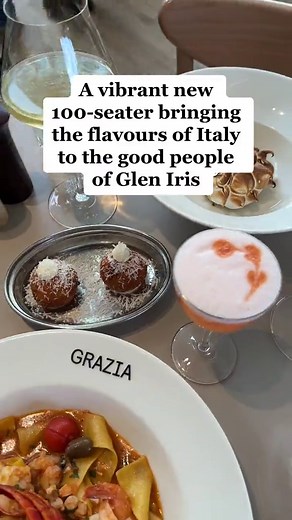 Introducing Grazia, a vibrant new Italian 100-seater serving excellent prawn and lobster pappardelle, wood-fired pizzas and flame-kissed desserts to the fine, fine folk of Glen Iris. 📍159 Burke Rd, Glen Iris