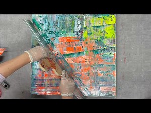 Squeegee technique | abstract acrylic painting | easy painting with acrylic paints and squeegee