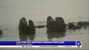 Remains of 150-year-old shipwreck emerge from the sand at Boca Chica Beach