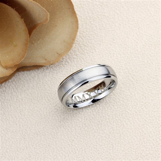 Matte Stainless Steel Wedding Band: 6mm Domed Promise Ring - Etsy