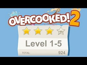 Overcooked 2. Level 1-5. 4 stars. 2 player Co-op