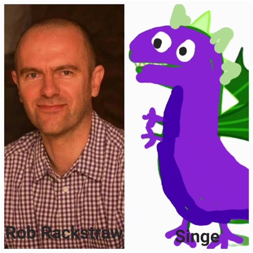 Keith Wickham and Rob Rackstraw as Blaze and Singe the Dragon Brothers