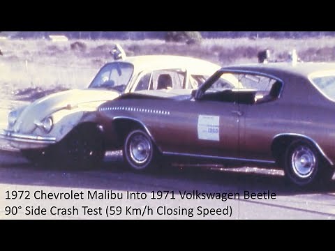 1972 Chevrolet Malibu Into 1970 Volkswagen Beetle 90° Side Crash Test (59 Km/h Closing Speed)