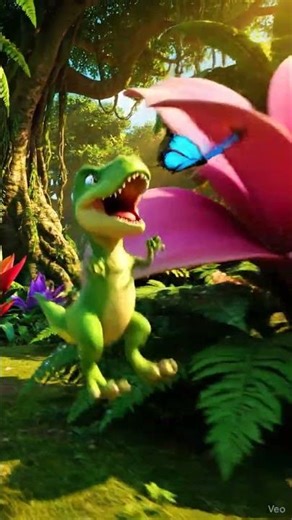 cartoon baby T-Rex, looking happy and playful