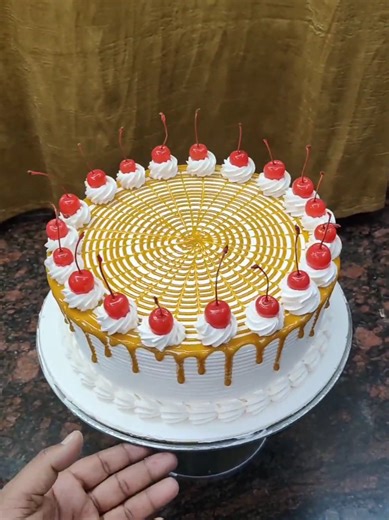 Caramel Drip Cherry Designer Cake 🍒✨Delicious Butterscotch Designer Cake