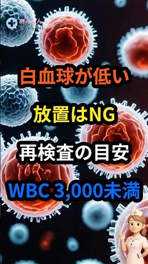 白血球が低い人へ｜再検査の目安になるWBC 3,000未満とは？ #健康診断 #雑学 #生活習慣病 #白血球 #WBC