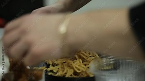 Packing cheese sticks and chicken legs