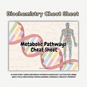 Biochemistry Cheat Sheet and Study Guide| Metabolic Pathways: Glycolysis, Krebs, Urea Cycle| Med School, Nursing, Pharmacy, Biology Notes - Etsy