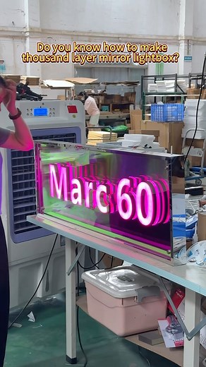 Lizi sign on Instagram: "Do you know how to make Thousand Layer Mirror Light Box? #lightbox #ledsign #acryliclightbox #advertisingsign #advertising #advertisingfactory #sign #ledlightbox #storesign #3D"