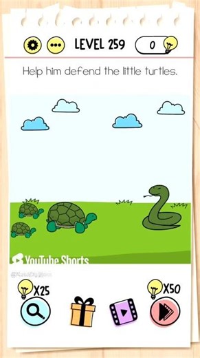 Brain Test Level 259 Help him defend the little turtles