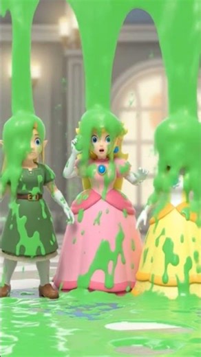 Princess Zelda, Princess Peach, and Princess Daisy getting slimed