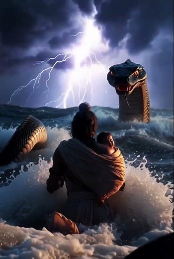 “Divine Birth of Lord Krishna 💙 | Baby Krishna Crosses the River | 3D Mythological Animation”