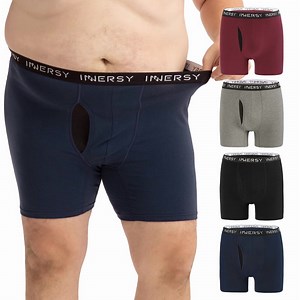 INNERSY Big Men's Cotton Boxer Briefs with Mesh Fly XL-5XL 4-Pack(4XL,Deep)