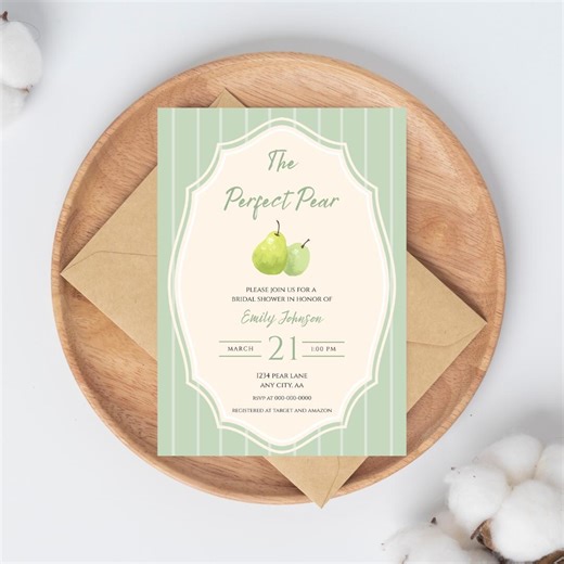 Perfect Pear Bridal Shower Invitation | Editable Invite Template - Etsy